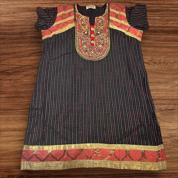 Kerastase Dresses & Skirts - KERA Extra Large Tunic Dress Ethnic Embroidered Striped Boho Festival